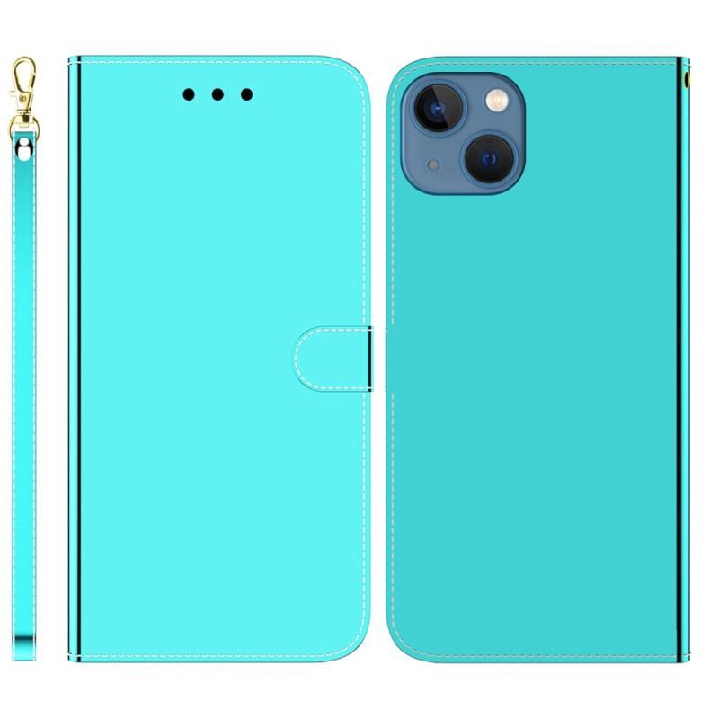 Housse iPhone 14 Plus Simili Cuir Couverture Miroir