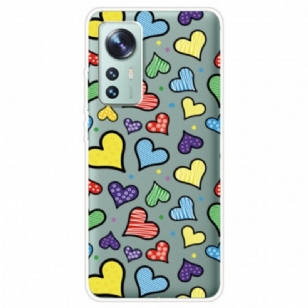 Coque Xiaomi 12 / 12X Coeurs Multicolores