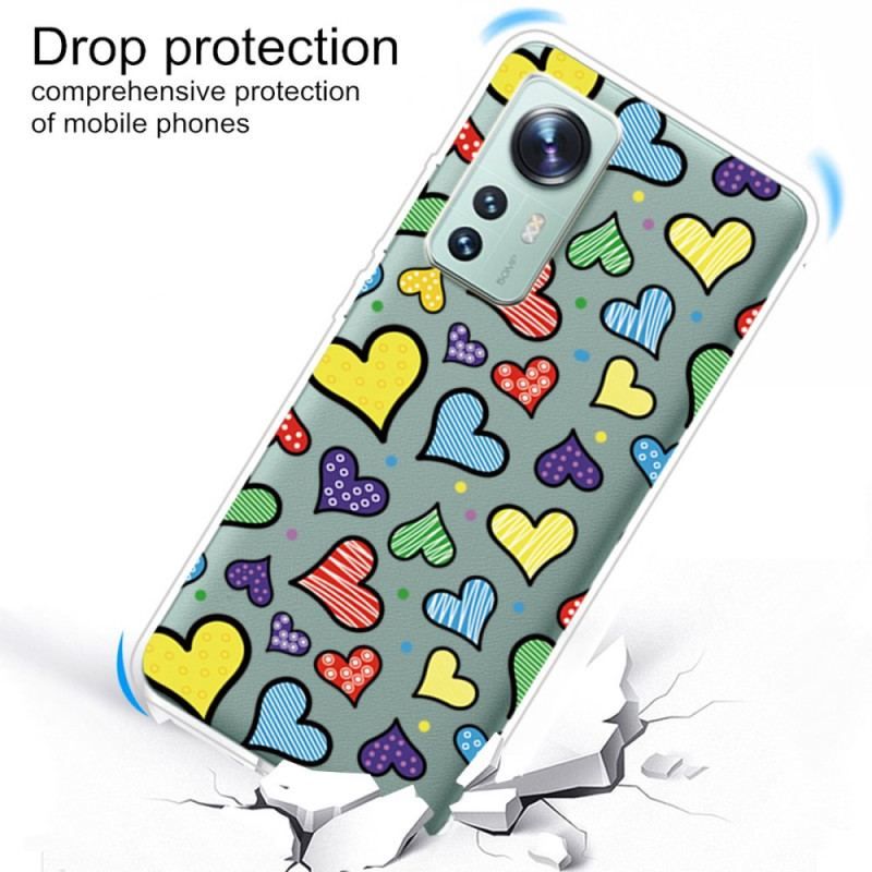 Coque Xiaomi 12 / 12X Coeurs Multicolores