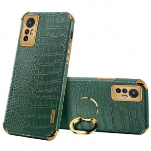 Coque Xiaomi 12 / 12X Effet Peau de Crocodile Anneau-Support