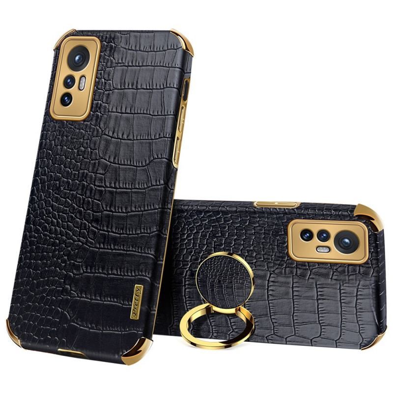 Coque Xiaomi 12 / 12X Effet Peau de Crocodile Anneau-Support