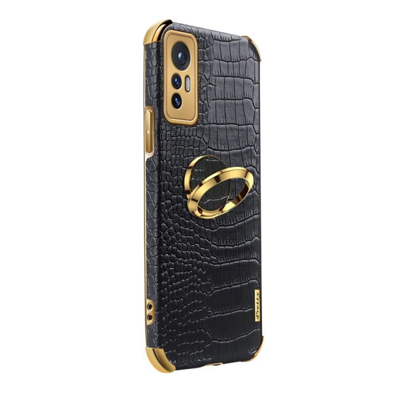 Coque Xiaomi 12 / 12X Effet Peau de Crocodile Anneau-Support