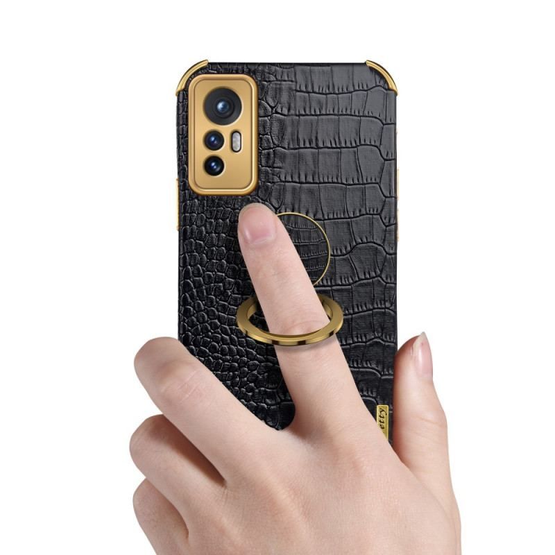 Coque Xiaomi 12 / 12X Effet Peau de Crocodile Anneau-Support