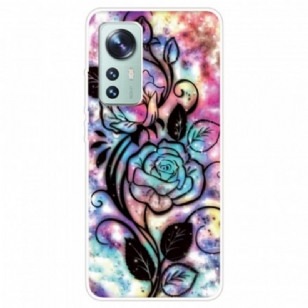 Coque Xiaomi 12 / 12X Silicone Fleur Graphique