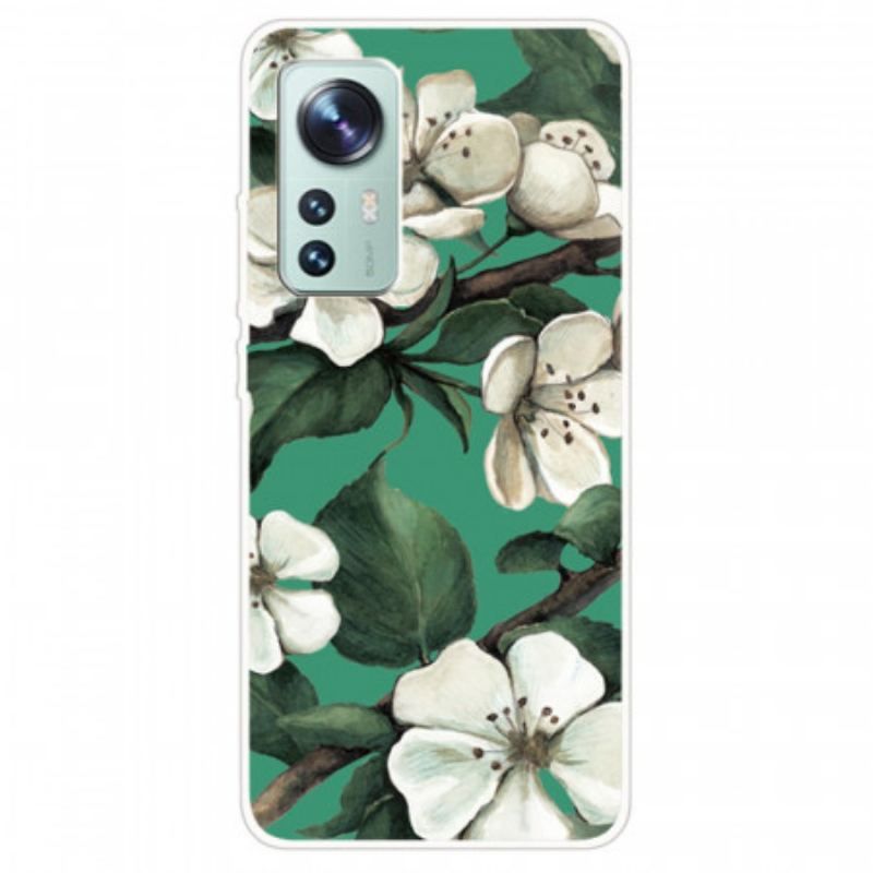 Coque Xiaomi 12 / 12X Silicone Fleurs Blanches