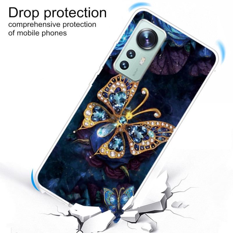 Coque Xiaomi 12 / 12X Silicone Papillon Enchanté