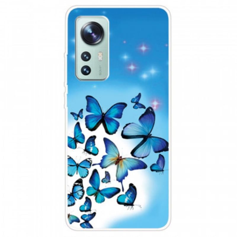 Coque Xiaomi 12 / 12X Silicone Papillons Bleus