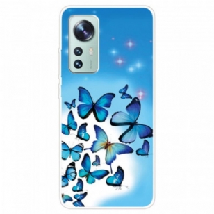 Coque Xiaomi 12 / 12X Silicone Papillons Bleus