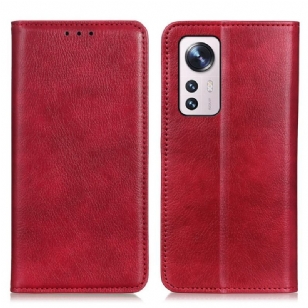 Flip Cover Xiaomi 12 / 12X Cuir Litchi Fendu Texture