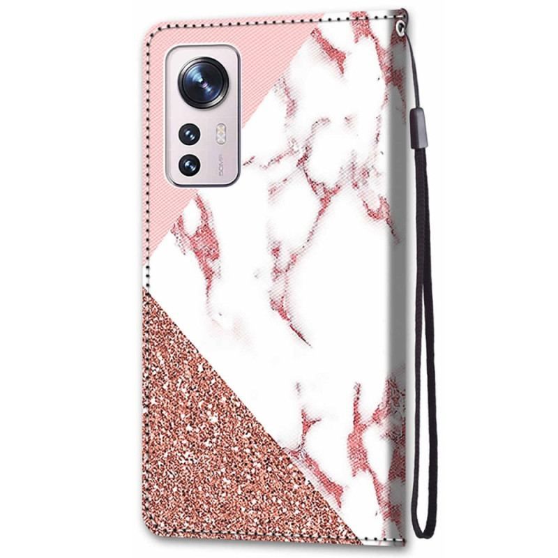 Housse Xiaomi 12 / 12X Triangle en Marbre et Paillettes