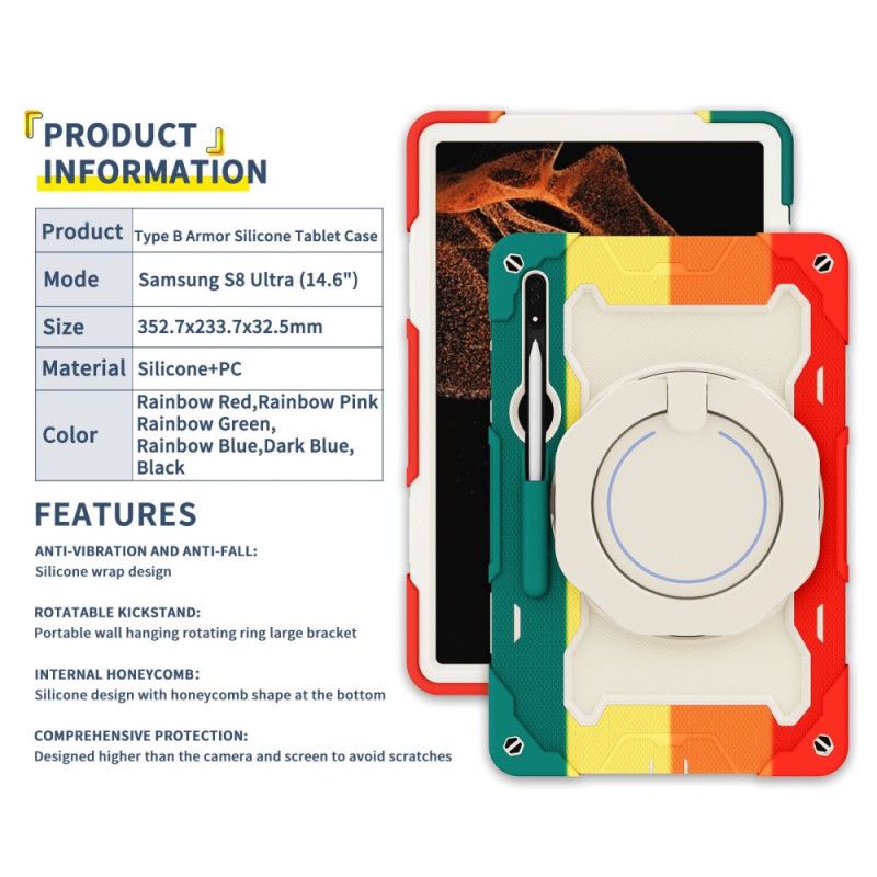 Coque Samsung Galaxy Tab S8 Ultra Poignée Rotative Multifonctionnelle