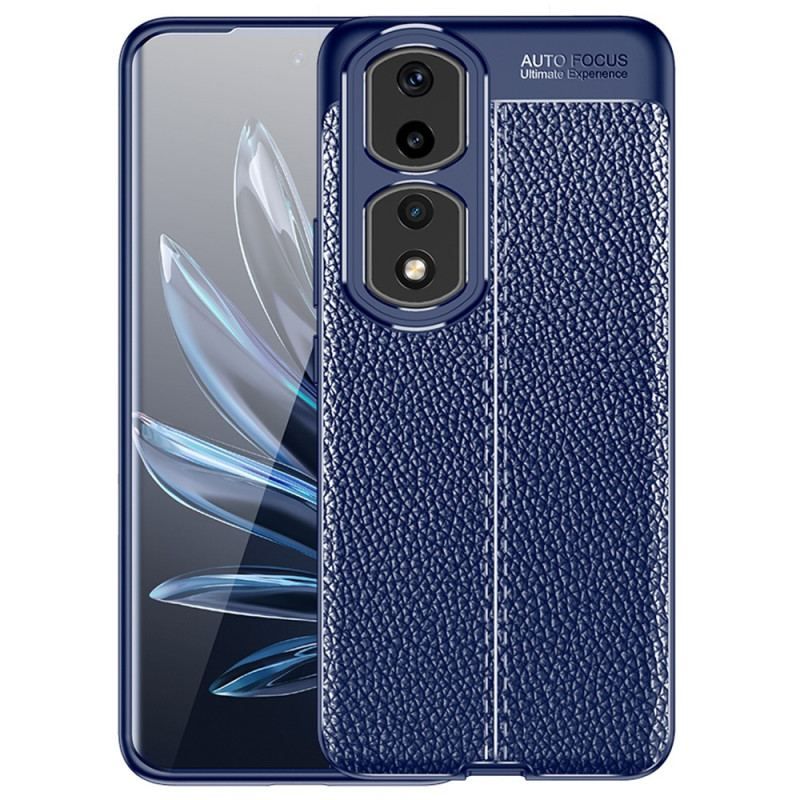 Coque Honor 90 Pro Effet Cuir Litchi Double Line