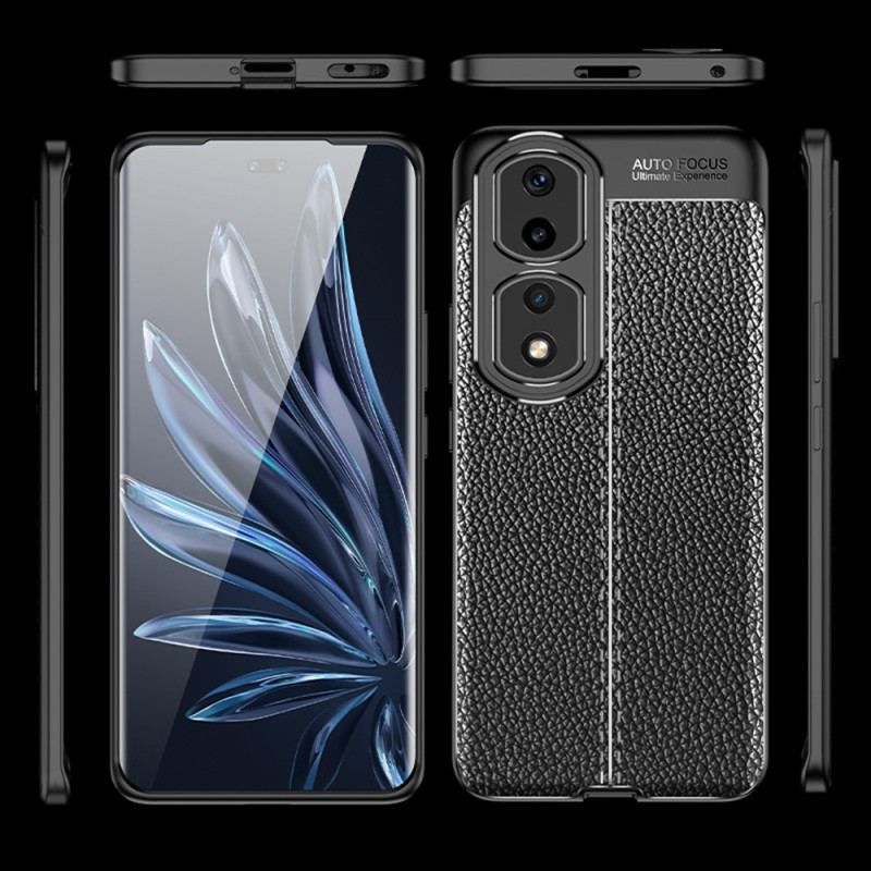 Coque Honor 90 Pro Effet Cuir Litchi Double Line