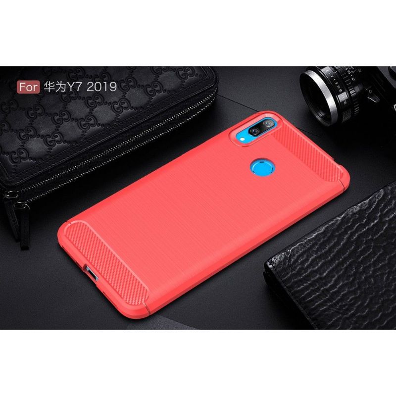 Huawei Y7 2019 - Coque gel brossé carbone