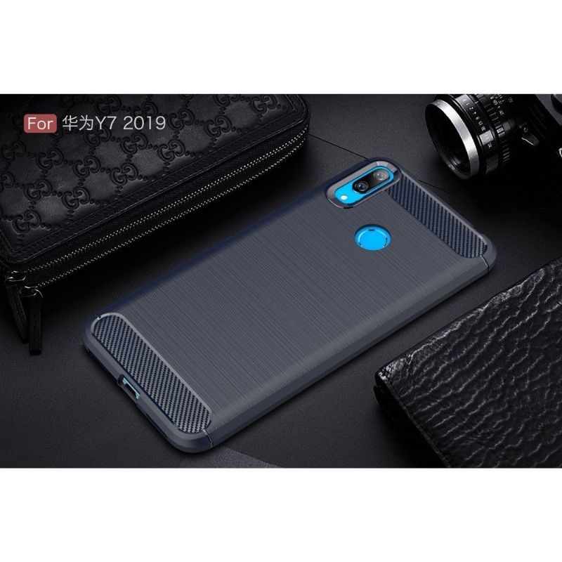 Huawei Y7 2019 - Coque gel brossé carbone