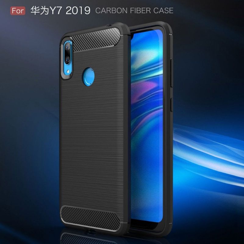 Huawei Y7 2019 - Coque gel brossé carbone