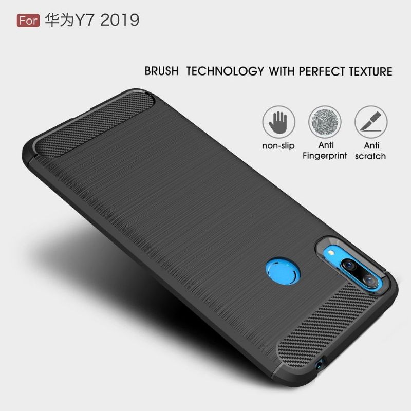 Huawei Y7 2019 - Coque gel brossé carbone