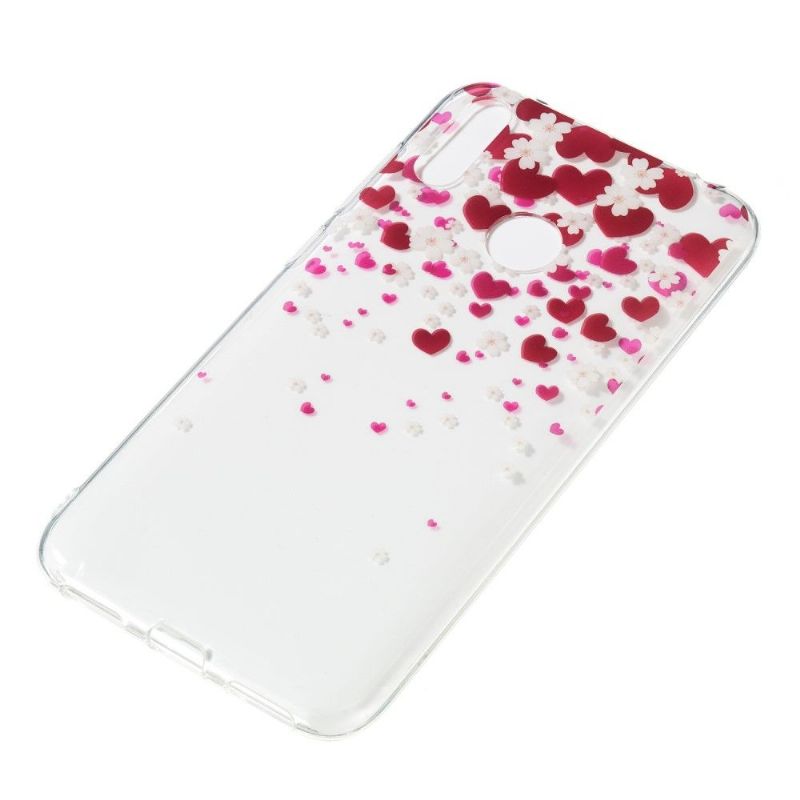 Huawei Y7 2019 - Coque pluie de fleurs et coeurs