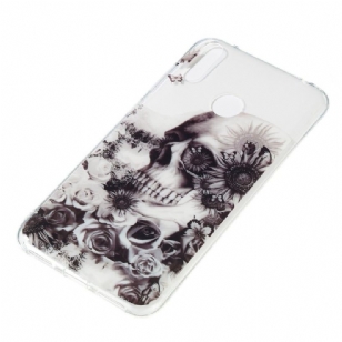 Huawei Y7 2019 - Coque tête de mort et fleurs