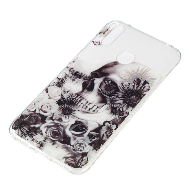 Huawei Y7 2019 - Coque tête de mort et fleurs