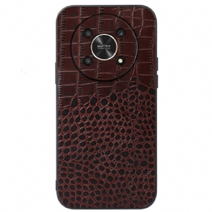 Coque Honor Magic 4 Lite 5G Véritable Cuir Texture Crocodile Verni