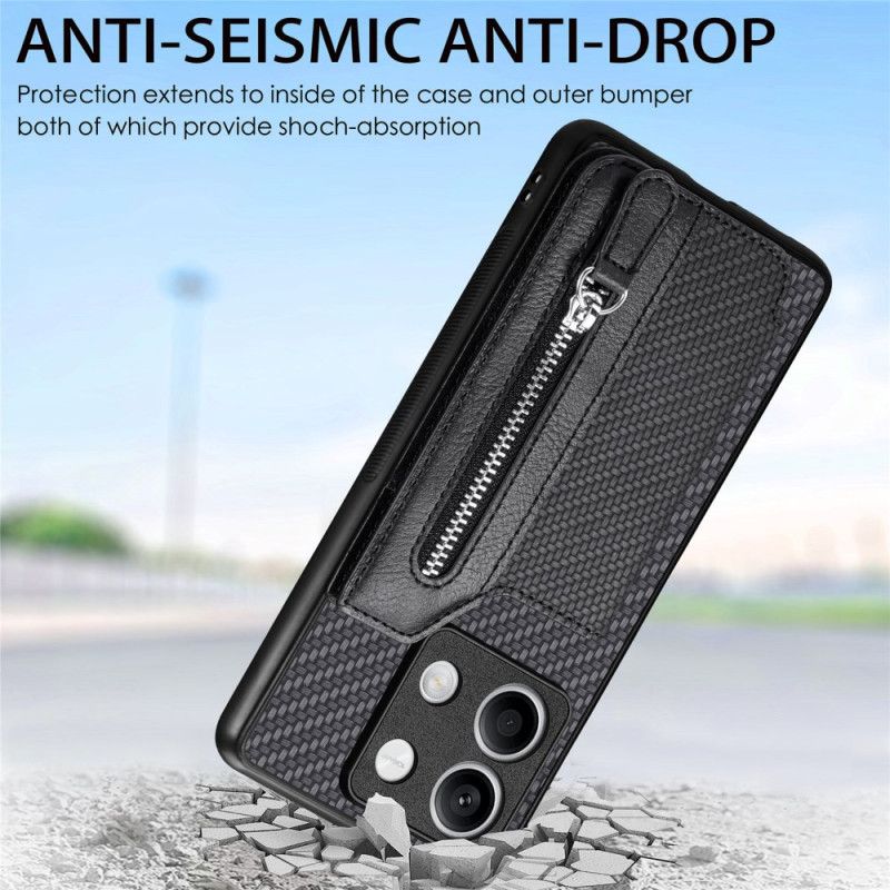 Coque Xiaomi Redmi Note 13 4G Fibre Carbone Porte-Monnaie