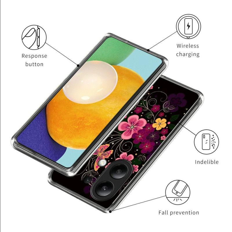 Coque Xiaomi Redmi Note 13 4G Fleurs et Papillons