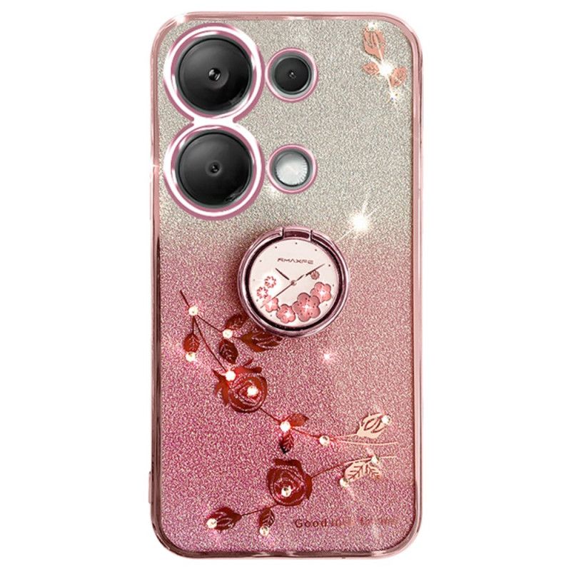 Coque Xiaomi Redmi Note 13 4G Paillettes et Strass Anneau-Support KADEM