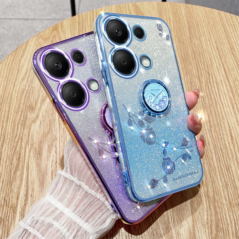 Coque Xiaomi Redmi Note 13 4G Paillettes et Strass Anneau-Support KADEM