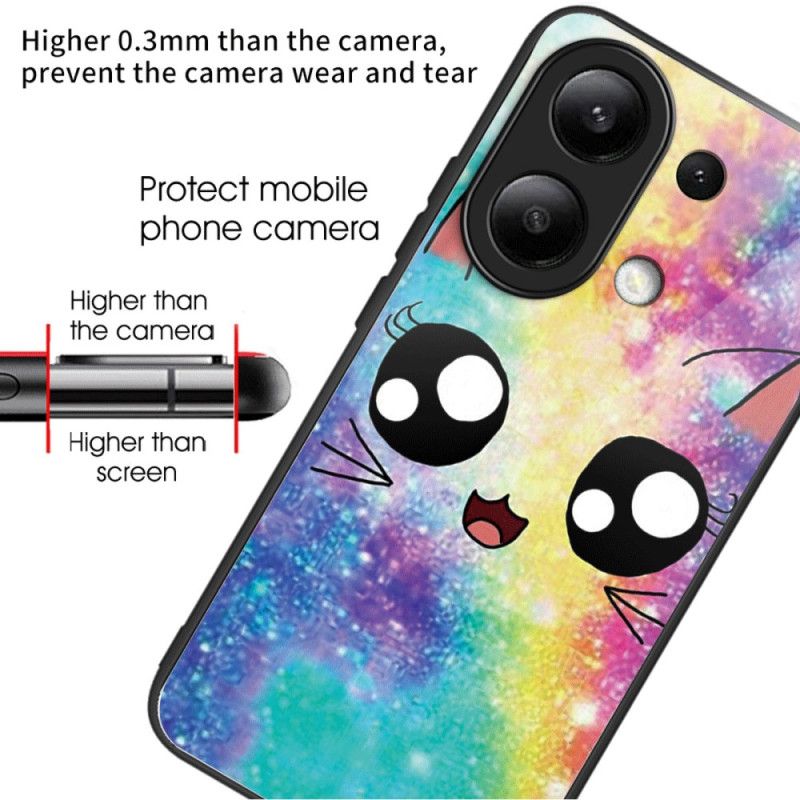 Coque Xiaomi Redmi Note 13 4G Verre Trempé Chat Arc-en-Ciel