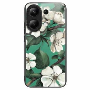 Coque Xiaomi Redmi Note 13 4G Verre Trempé Fleurs Blanches