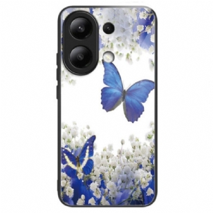 Coque Xiaomi Redmi Note 13 4G Verre Trempé Papillons Bleus