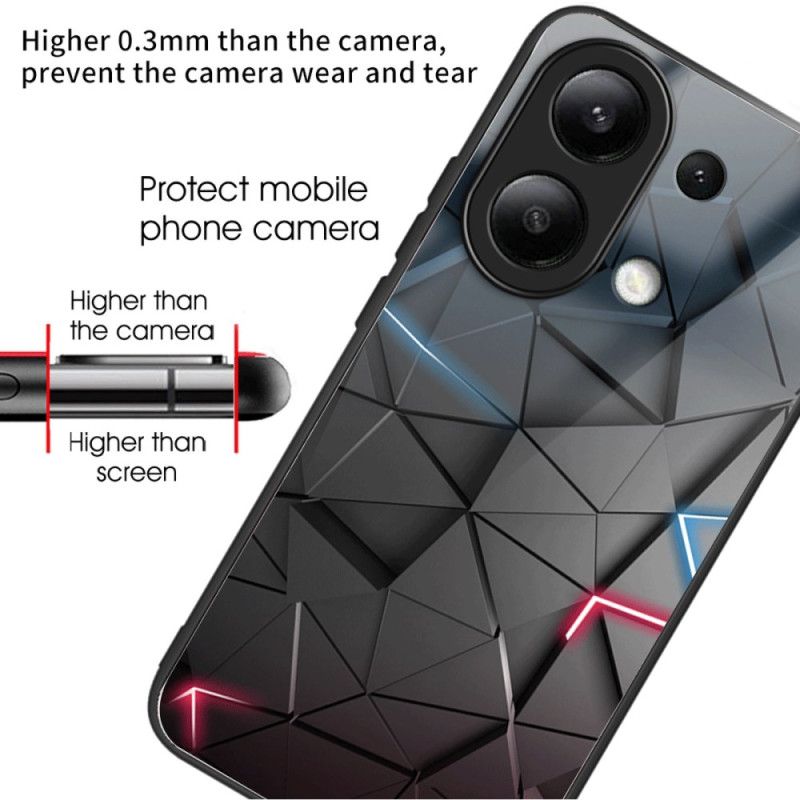 Coque Xiaomi Redmi Note 13 4G Verre Trempé Triangles Noirs