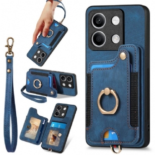 Coque Xiaomi Redmi Note 13 4G Vintage avec Porte-Cartes et Lanière