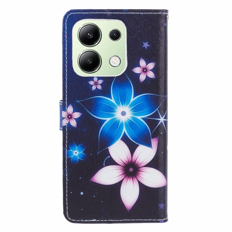 Housse Xiaomi Redmi Note 13 4G Fleurs Lunaires à Lanière