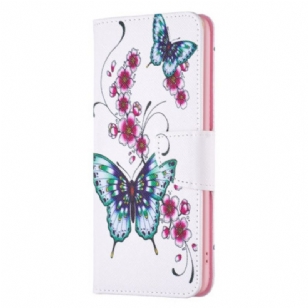 Housse Xiaomi Redmi Note 13 4G Fleurs de Pêcher et Papillons