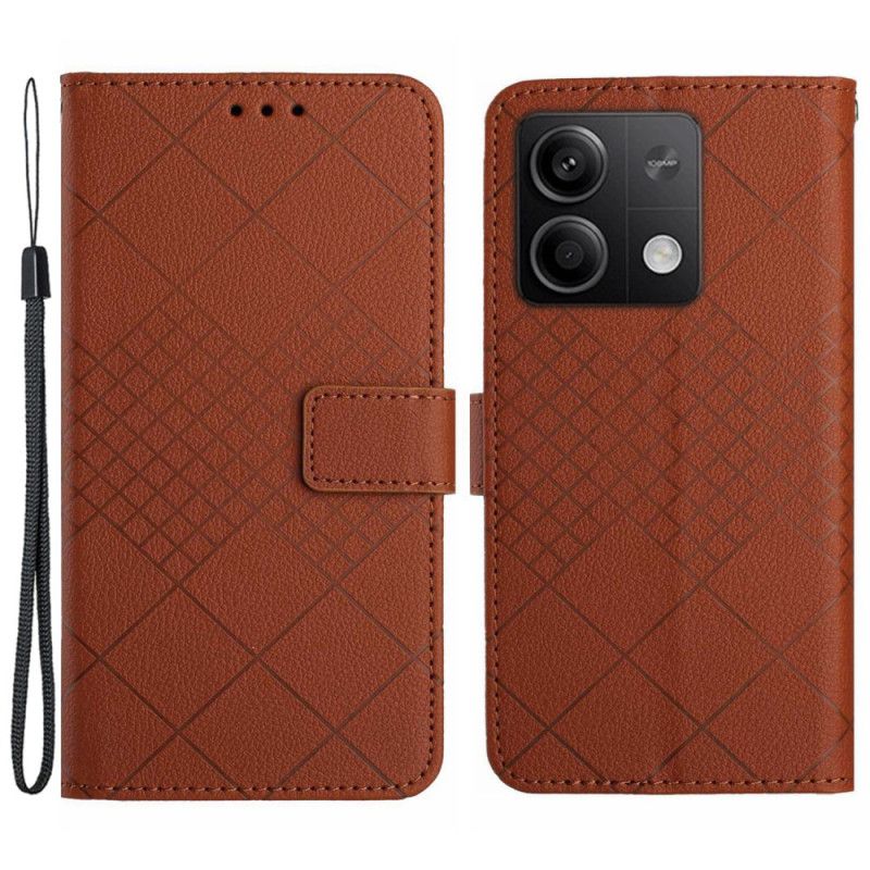 Housse Xiaomi Redmi Note 13 4G Motif Losanges à Lanière