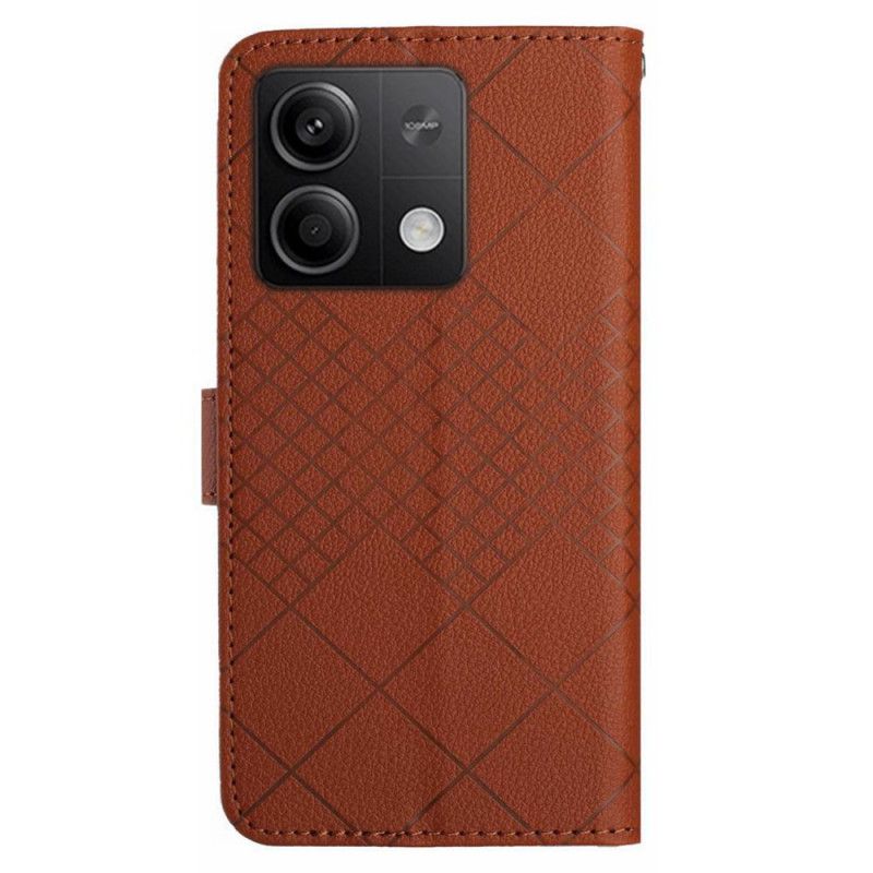 Housse Xiaomi Redmi Note 13 4G Motif Losanges à Lanière