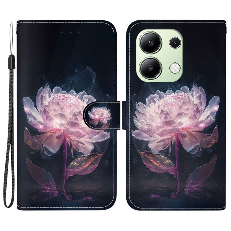 Housse Xiaomi Redmi Note 13 4G Pivoine Pourpre à Lanière