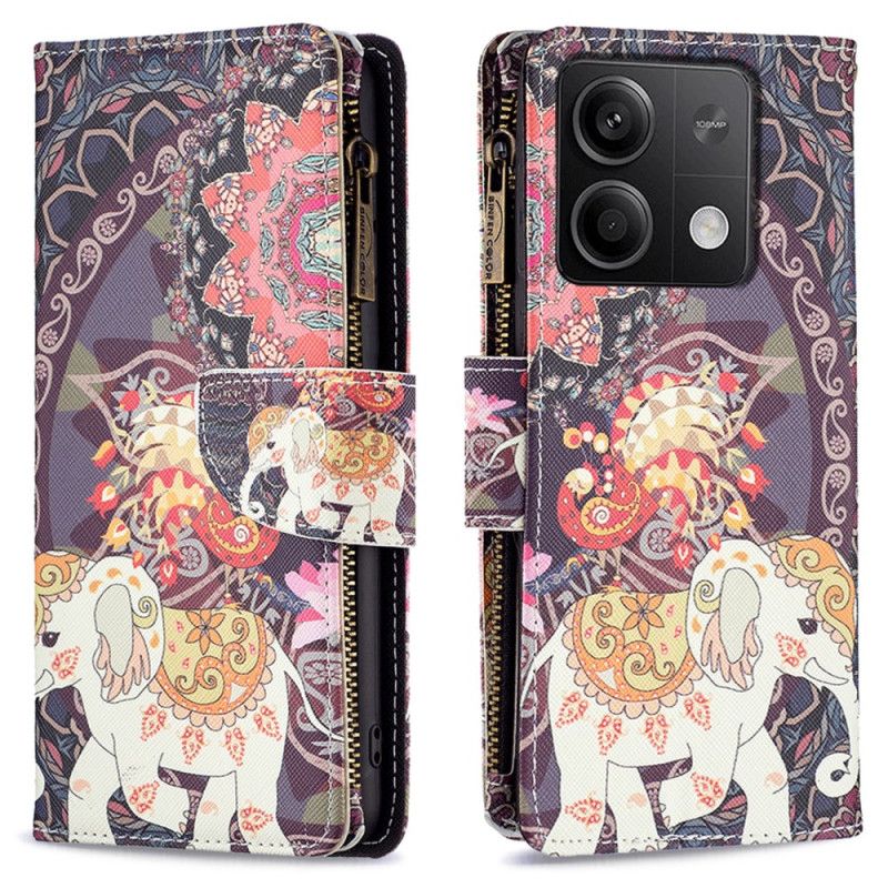 Housse Xiaomi Redmi Note 13 4G Portefeuille Éléphant Indien