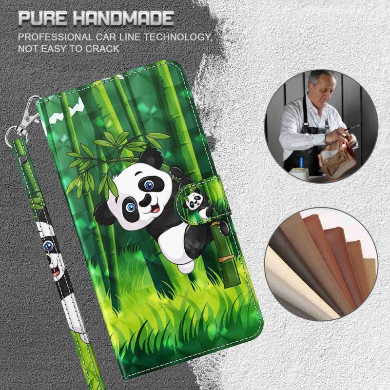 HousseXiaomi Redmi Note 13 4G Panda Bambou à Lanière