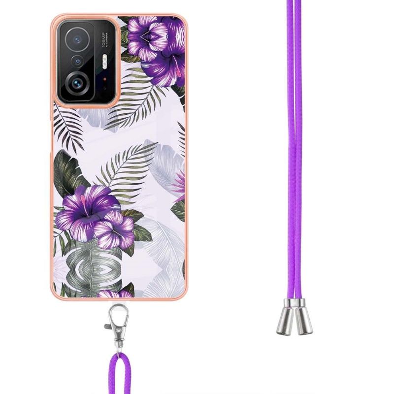 Coque Xiaomi 11T / 11T Pro à cordon fleurs exotiques