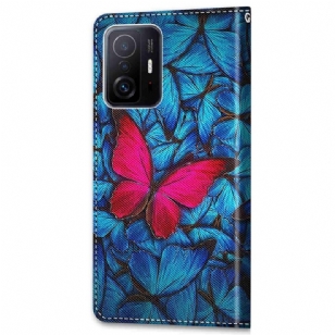 Housse Xiaomi 11T / 11T Pro Papillons bleus et rose