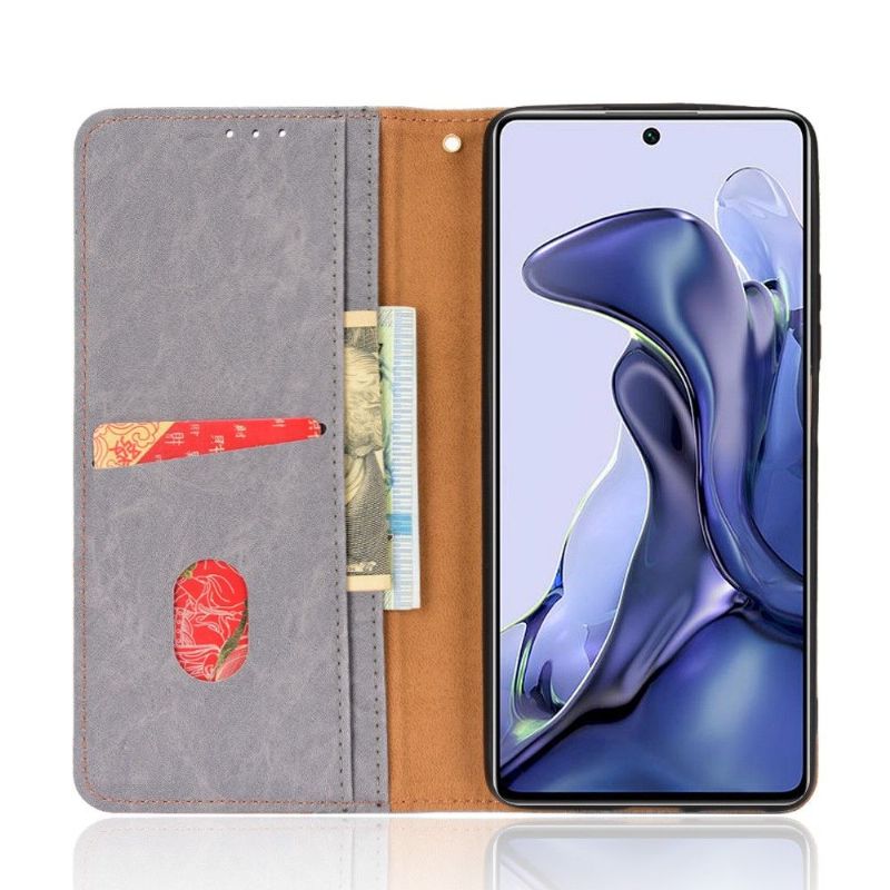 Xiaomi 11T / 11T Pro - Housse flip cover simili cuir rétro