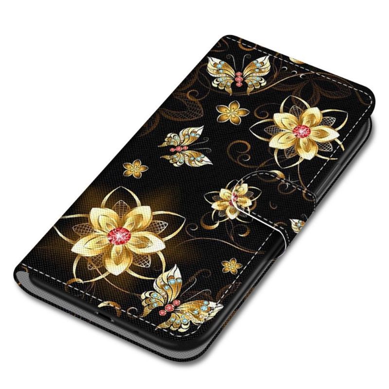 Xiaomi 11T / 11T Pro - Housse papillons et fleurs dorées