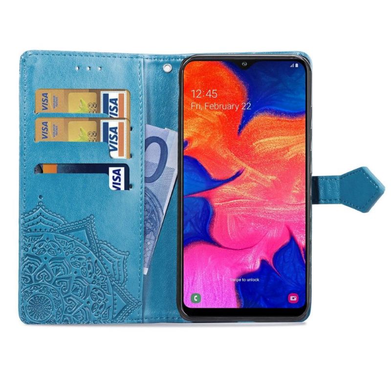 Housse Samsung Galaxy A10 Mandala Fleur Relief