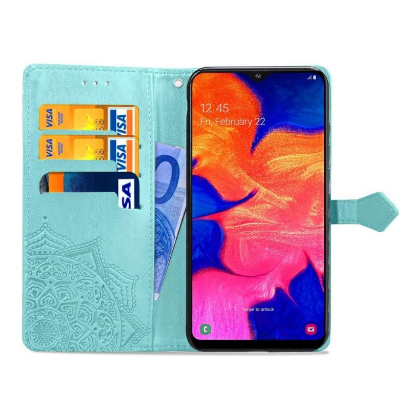 Housse Samsung Galaxy A10 Mandala Fleur Relief