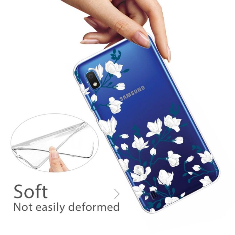 Samsung Galaxy A10 - Coque fleurs blanches