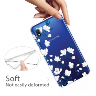 Samsung Galaxy A10 - Coque fleurs blanches