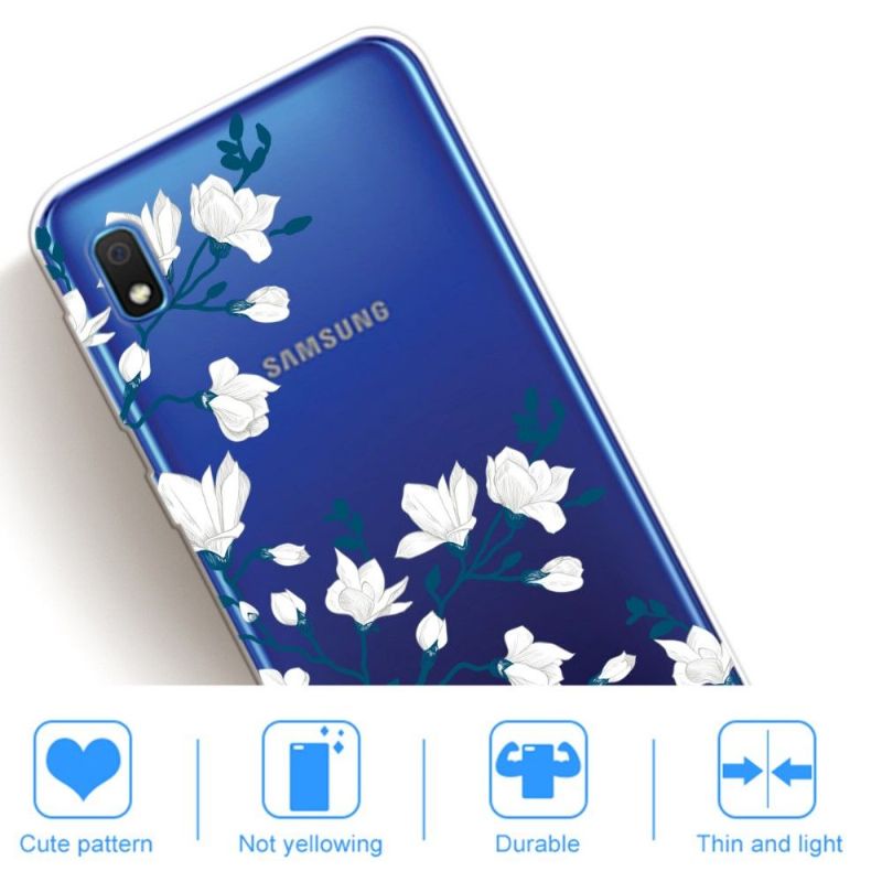 Samsung Galaxy A10 - Coque fleurs blanches